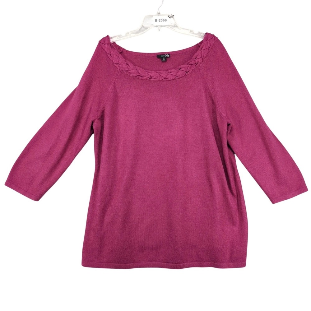 East 5th Burgundy Soft Tunic Sweater Womens Plus Size 2X Braided Neck Casual